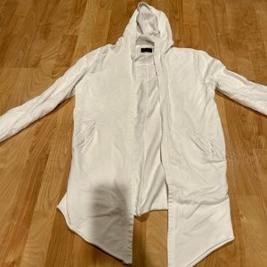 Men’s Zara White Hooded Open Cardigan Size Small